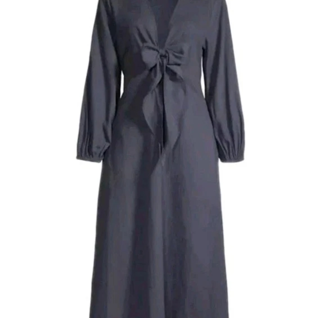 Chic Navy Long Sleeve Midi Dress
